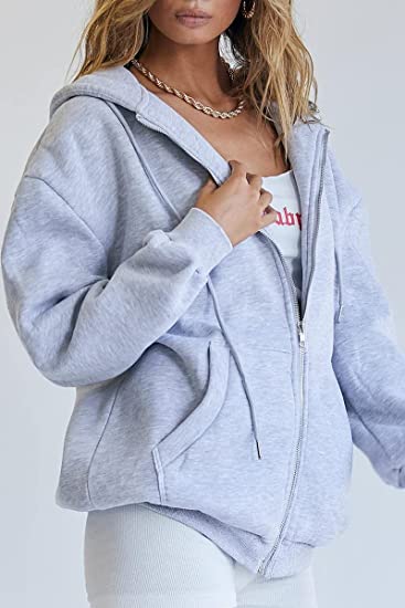 EFAN Women's Cute Hoodies Teen Girl Fall Jacket Oversized Sweatshirts Casual Drawstring Clothes Zip Up Y2K Hoodie with Pocket